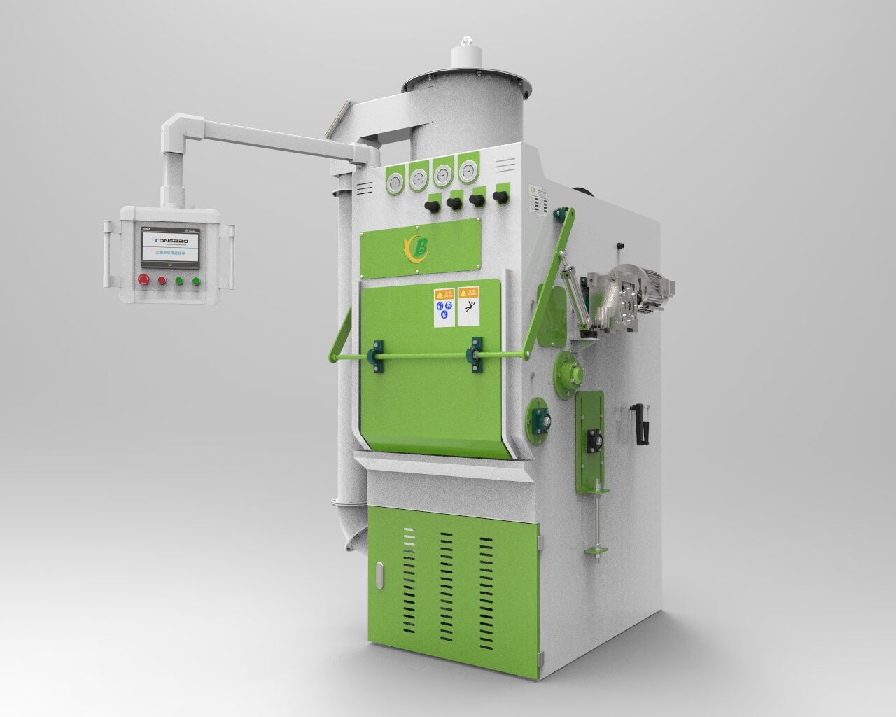 TB-NA400-4A履帶式自動噴砂機，杭州自動噴砂機-外形尺寸（mm）：135015002650 處理空間尺寸（mm）：400620 **載重：100kg 單工件**重量：8kg 噴槍數(shù)量···